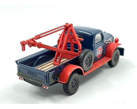 1950 Dodge Power Wagon Tow Truck Gulf Oil Weathered with Mechanic Figure Greenlight Mijo Exclusives - Big J's Garage