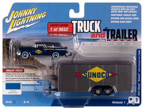 1955 Chevy Nomad w/Enclosed Trailer (Sunoco) Johnny Lightning - Big J's Garage