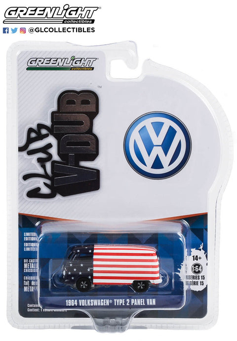 1964 Volkswagen Type 2 Panel Van - American Flag Club Vee-Dub Series 15 Greenlight Collectibles - Big J's Garage