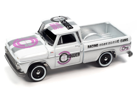 1965 Chevy Truck White & Silver w/ Crower Racing Cams Graphics Johnny Lightning - Big J's Garage