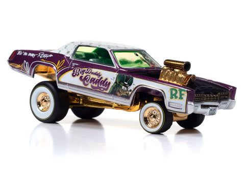 1967 Cadillac Eldorado Zinger Rat Fink Purple Body Color with White Roof & RAT FINK character and logos Johnny Lightning - Big J's Garage