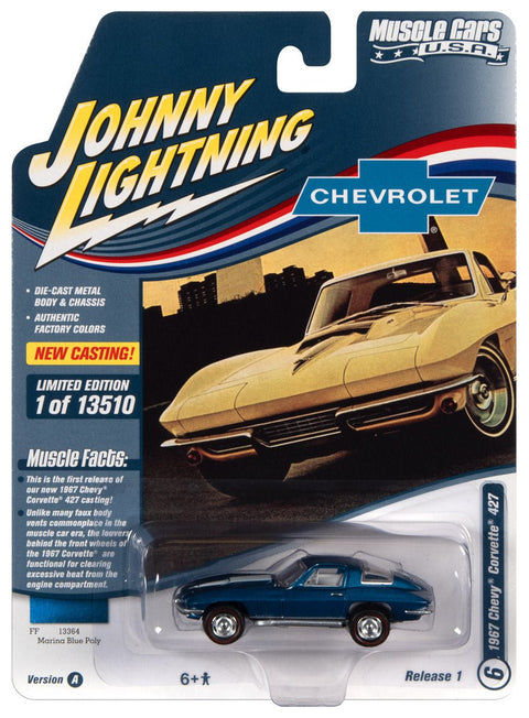 1967 Chevrolet Corvette Marina Blue Johnny Lightning - Big J's Garage