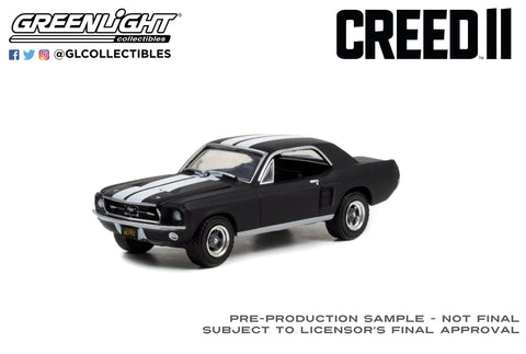 1967 Ford Mustang Coupe - Black with White Stripes Creed II (2018) - Adonis Creed's Greenlight Collectibles - Big J's Garage