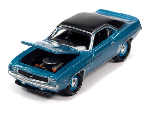 1969 Chevrolet COPO RS Camaro MCACN Azure Turquoise w/Flat Black Roof Johnny Lightning - Big J's Garage