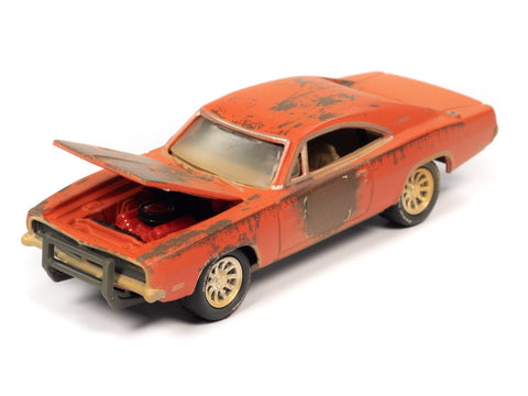 1969 Dodge Charger R/T Weathered Graphics Barn Finds Johnny Lightning - Big J's Garage