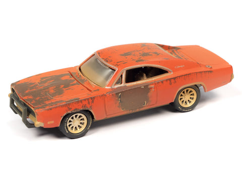 1969 Dodge Charger R/T Weathered Graphics Barn Finds Johnny Lightning - Big J's Garage