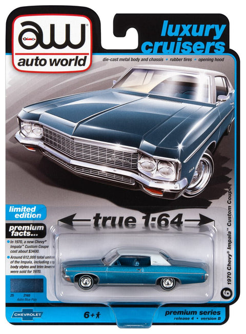 1970 Chevrolet Impala lowrider(Astro Blue with Flat White Vinyl Roof) Auto World - Big J's Garage