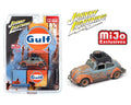 1970 Volkswagen Bettle Gulf Weathered with Rack Johnny Lightning Mijo Exclusives - Big J's Garage