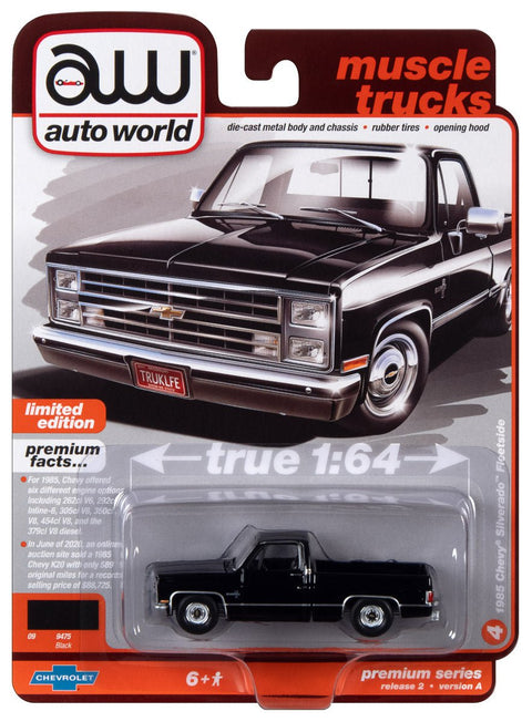 1985 Chevy Silverado Pickup Truck (Lowered Version) (Gloss Black) Auto World - Big J's Garage