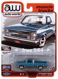 1985 Chevy Silverado Pickup Truck (Lowered Version) (Light Blue/Silver Poly) Auto World - Big J's Garage