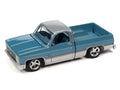 1985 Chevy Silverado Pickup Truck (Lowered Version) (Light Blue/Silver Poly) Auto World - Big J's Garage