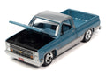 1985 Chevy Silverado Pickup Truck (Lowered Version) (Light Blue/Silver Poly) Auto World - Big J's Garage