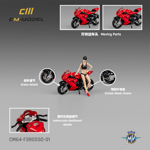 MV Agusta F3 Rosso Red With Showgirl Limited Edition 1:64 CM Model - Big J's Garage