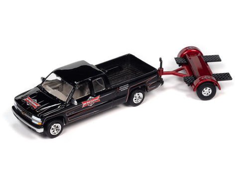 2002 Chevrolet Silverado Extended Cab w/Tow Dolly Black Johnny Lightning - Big J's Garage