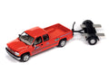 2002 Chevrolet Silverado Extended Cab w/Tow Dolly Molly Orange Johnny Lightning - Big J's Garage