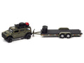 2004 Hummer H2 w/Open Trailer Moss Green Johnny Lightning - Big J's Garage