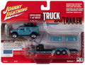 2004 Hummer H2 w/Open Trailer Ocean Blue Johnny Lightning - Big J's Garage