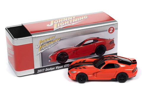 2014 Dodge Viper Adrenaline Red with Twin Black Stripes Johnny Lightning - Big J's Garage