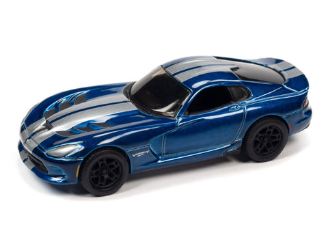 2014 Dodge Viper Blue Pearl w/ Twin Silver Stripes Johnny Lightning - Big J's Garage