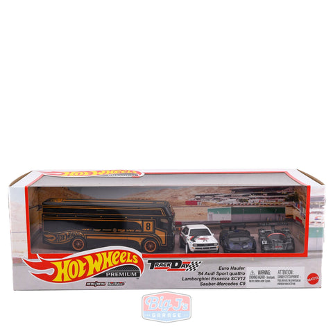 2023 Hot wheels Premium Diorama Garage Track Day Audi, Lambo, Mercedes - Big J's Garage