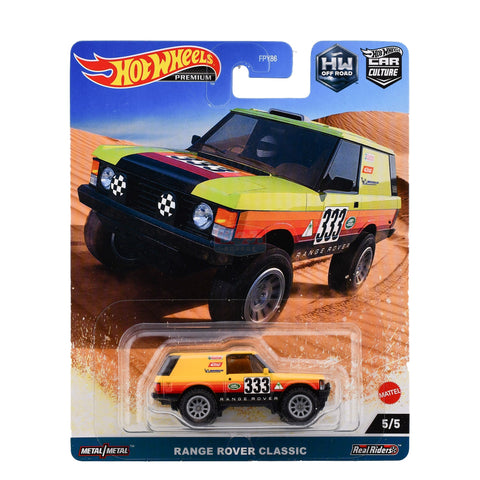 2023 Hot Wheels Premium Range Rover Classic HW Off Road Car Culture Real Riders Big J's Garage