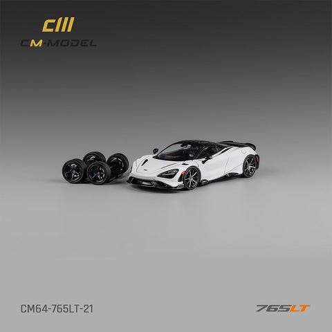 McLaren 765LT White With Carbon Hood Limited Edition 1:64 CM Model - Big J's Garage