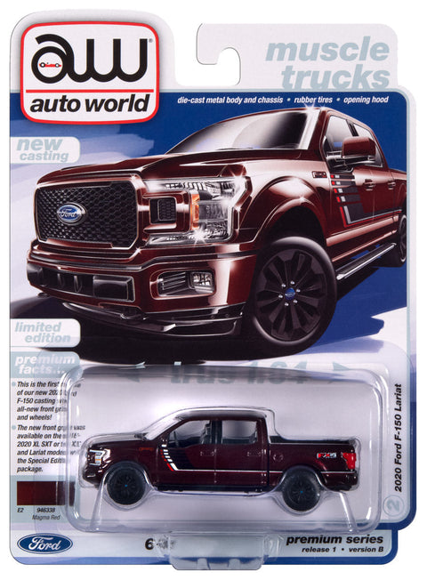 2020 Ford F-150 Truck Magma Red Metallic w/Hood & Side Stripes Auto World