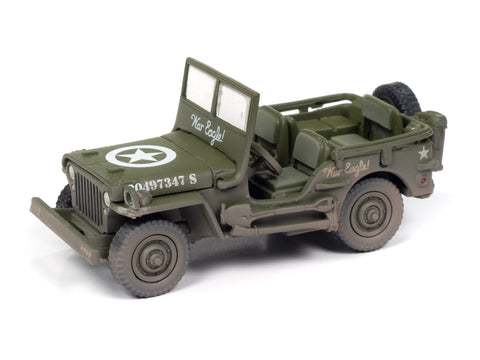  Willys Jeep The Road to Liberty - Olive Drab “War Eagle” Johnny Lightning Assortment History Reveled 2024 Version A - Big J's Garage