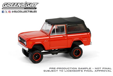 1969 Ford Bronco Lifted with Soft Top - Poppy Red All-Terrain Series 16 Greenlight Collectibles - Big J's Garage