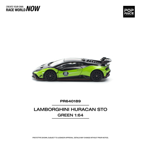 LAMBORGHINI HURACAN STO (LP640-2) 10 ANNIVERSARIO - GREEN/BLACK Pop Race - Big J's Garage