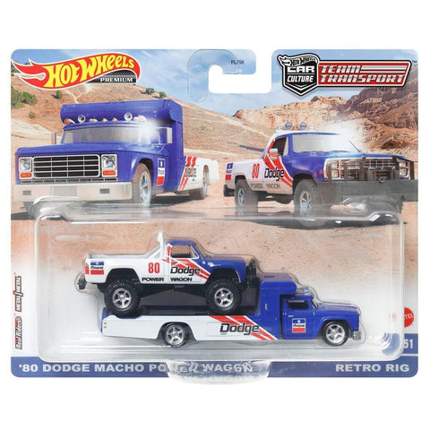 '80 Dodge Macho Power Wagon and Retro Rig Hot Wheels Team Transport - Big J's Garage