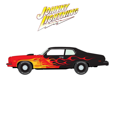 1974 Pontiac GTO Black W/Flames Black/Red, Orange & Yellow Johnny Lightning - Big J's Garage