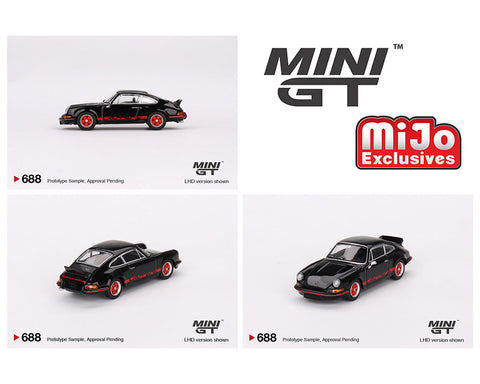 Porsche 911 Carrera RS 2.7 Black with Red Livery Mini GT Mijo Exclusives - Big J's Garage