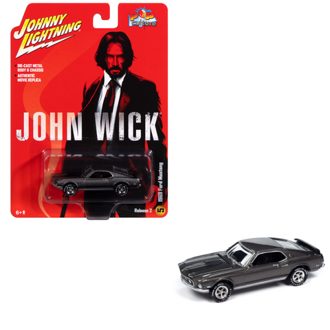 1969 Ford Mustang Mach I John Wick Hitman Gray Johnny Lightning - Big J's Garage