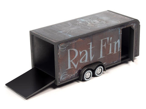 Enclosed Trailer Rat Fink Gun Metal Flatz w/Rat Rod Graphics Auto World - Big J's Garage