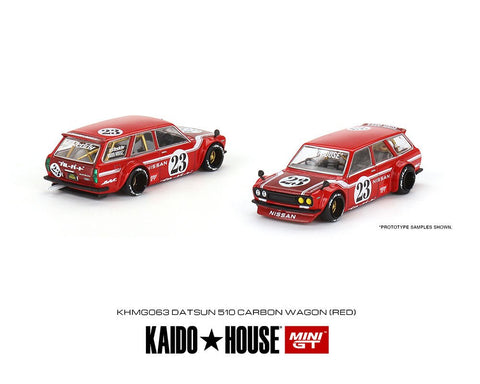 Nissan Datsun 510 Wagon Carbon Fiber V2 Red Kaido House x Mini GT - Big J's Garage