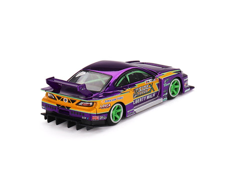 Nissan Silvia S15 LB Super Silhouette #555 2022 Formula Drift Japan Chrome Purple Mini GT Mijo Exclusive - Big J's Garage