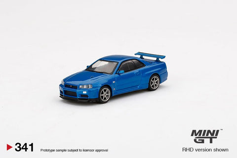 Nissan Skyline GT-R R34 Bayside Blue Mini GT Mijo Exclusive - Big J's Garage