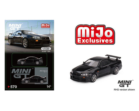 Nissan Skyline GT-R (R34) V-Spec Black Pearl Mini GT Mijo Exclusive - Big J's Garage