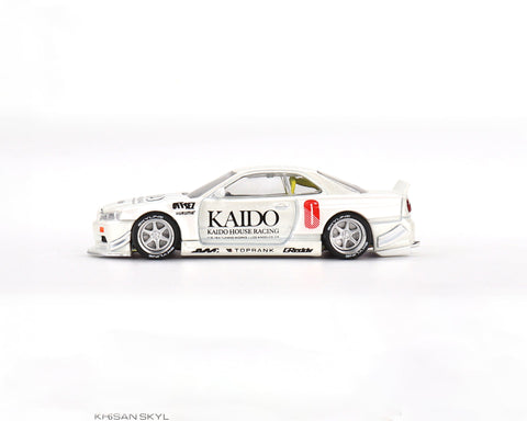 Nissan Skyline GT-R(R34) White Kaido House x Mini GT - Big J's Garage