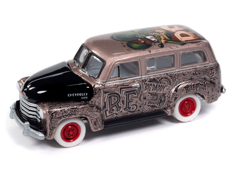 (Pre-Order) 1950 Chevy Suburban Rat Fink Bronze Metallic & Black Johnny Lightning - Big J's Garage