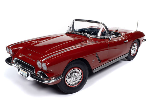 (Pre-Order) 1962 Chevy Corvette Convertible Hemmings Muscle Machines Honduras Maroon Auto World - Big J's Garage