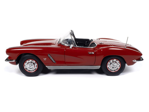 (Pre-Order) 1962 Chevy Corvette Convertible Hemmings Muscle Machines Honduras Maroon Auto World - Big J's Garage