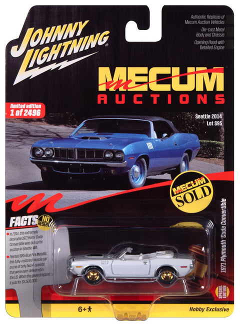 (Pre-Order) 1971 Plymouth Cuda Convertible Blue Fire Metallic Johnny Lightning - Big J's Garage