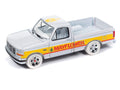 (Pre-Order) 1993 Ford F-150 Truck w/Tow Dolly Mayflower Dark Green & Yellow Johnny Lightning - Big J's Garage