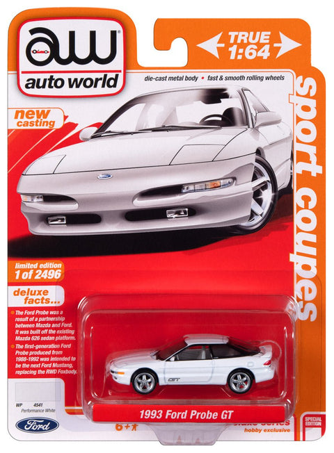 (Pre-Order) 1993 Ford Probe GT Gloss White Hobby Exclusive Auto World - Big J's Garage