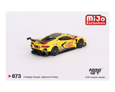 (Pre-Order) Chevrolet Corvette C8R Racing Cars with Western Star Transporter Mini GT Mijo Exclusive - Big J's Garage