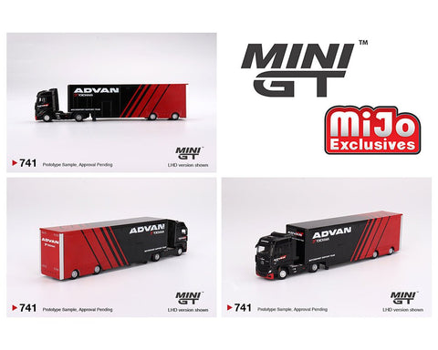 (Pre-Order) Mercedes-Benz Actros w/ Racing Transporter Advan Mini GT Mijo Exclusives - Big J's Garage