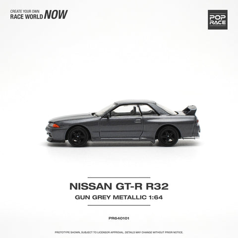 (Pre-Order) Nissan Skyline GT-R R32 Gunmetal Grey Metallic Pop Race - Big J's Garage