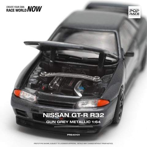 (Pre-Order) Nissan Skyline GT-R R32 Gunmetal Grey Metallic Pop Race - Big J's Garage